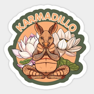 Funny Armadillo Pun "Karmadillo" Texas Yoga And Meditation Sticker